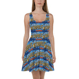 Greetings from Metropolis Illinois Mural Patterned Skater Dress - supermanstuff.com