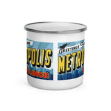 Greetings from Metropolis Illinois Enamel Mug - supermanstuff.com