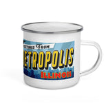 Greetings from Metropolis Illinois Enamel Mug - supermanstuff.com