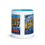 Greetings from Metropolis Illinois Mural Mug with Color Inside - supermanstuff.com