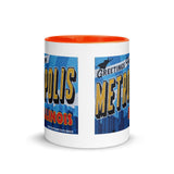 Greetings from Metropolis Illinois Mural Mug with Color Inside - supermanstuff.com