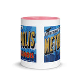 Greetings from Metropolis Illinois Mural Mug with Color Inside - supermanstuff.com