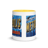 Greetings from Metropolis Illinois Mural Mug with Color Inside - supermanstuff.com
