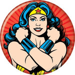 Wonder Woman Arms Crossed Red Button - supermanstuff.com