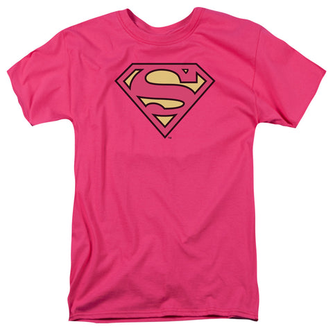 Superman Shield Logo Pink Adult Short Sleeve Shirt