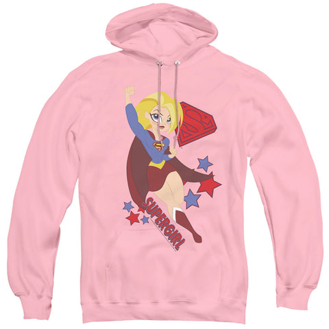 Supergirl DC Comics Super Hero Girls Pink Adult Pull-Over Hoodie Sweatshirt - supermanstuff.com
