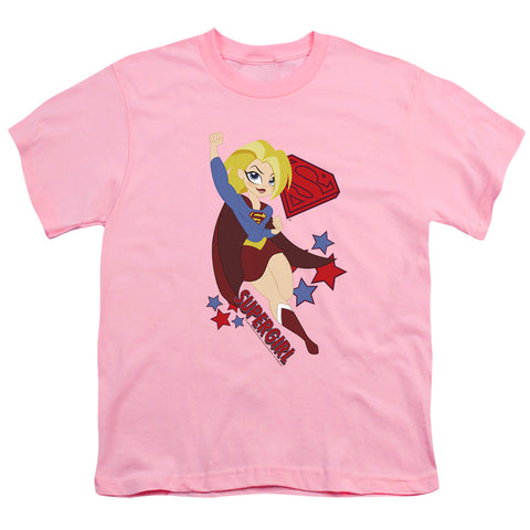 Supergirl DC Comics Super Hero Girls Pink Youth Short Sleeve Shirt - supermanstuff.com
