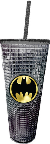 Batman Diamond Black Holographic Acrylic 20 oz Travel Coffee Cup with Straw - supermanstuff.com