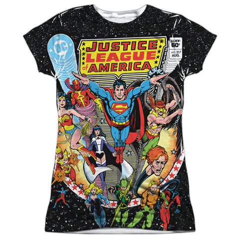 Justice League of America Stars Junior Cap Sleeve Shirt - supermanstuff.com