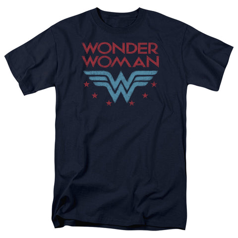 Wonder Woman WONDER STARS Adult Navy Blue Shirt - supermanstuff.com
