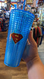 Superman Jeweled Acrylic 20 oz Travel Coffee Cup with Straw - supermanstuff.com