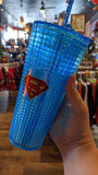 Superman Jeweled Acrylic 20 oz Travel Coffee Cup with Straw - supermanstuff.com