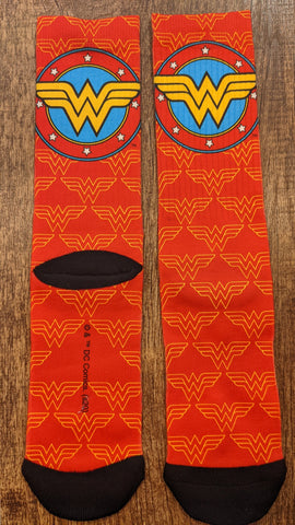 Wonder Woman Logo with shields Dysub socks - supermanstuff.com