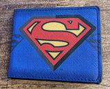 Superman Classic Shield Logo with Background Repeat Bi-Fold Wallet - supermanstuff.com
