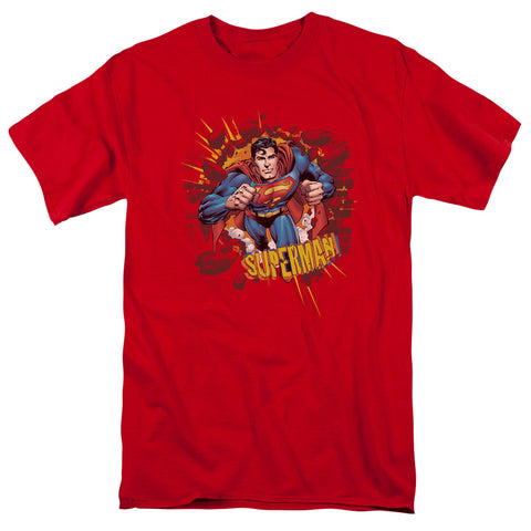 Superman Sorry about the Wall Red Adult Regular Fit Short Sleeve Shirt - supermanstuff.com
