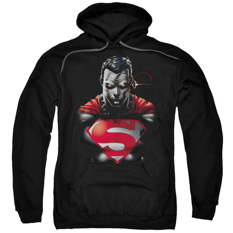 Superman Heat vision Charged Black Adult Pull-Over Hoodie Sweatshirt - supermanstuff.com