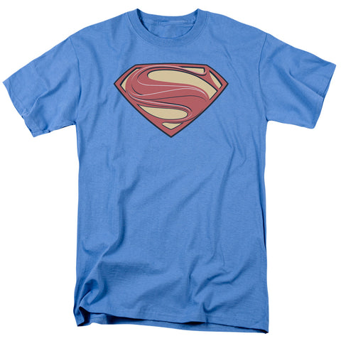 Superman New Solid Shield Adult Regular Fit Short Sleeve Blue Shirt - supermanstuff.com