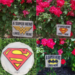 A Super Hero Lives Here Wonder Woman Yard Sign - supermanstuff.com