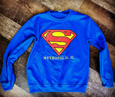 Metropolis Illinois Superman Adult Crew Neck Sweatshirt - supermanstuff.com
