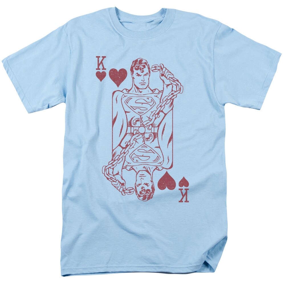 Superman King of Hearts Card Adult Regular Fit Short Sleeve Shirt Large