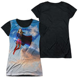Juniors CW Supergirl Up in the Sky Shirt with Black Back and Sleeves