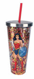 Wonder Woman Sword and shield Glitter Acrylic Travel Cup with Straw