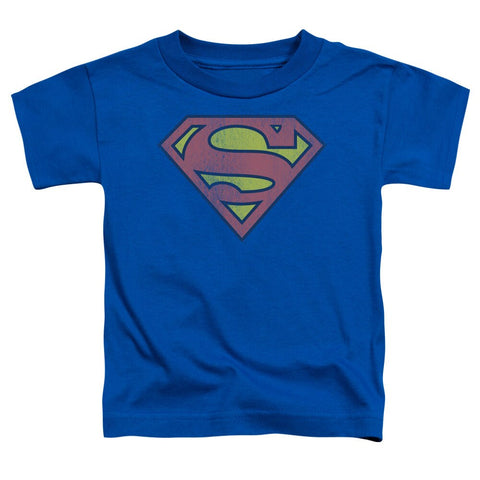 Retro Superman Logo Distressed Toddler Royal Blue T-Shirt