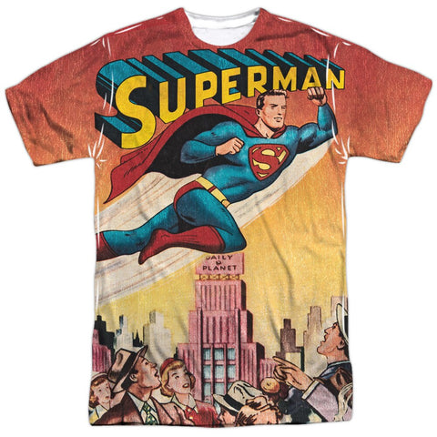 Superman "CITY FLYING" Wayne Boring ART Shirt - supermanstuff.com