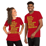 Super Line up List of Supermen Short-Sleeve Unisex T-Shirt - supermanstuff.com