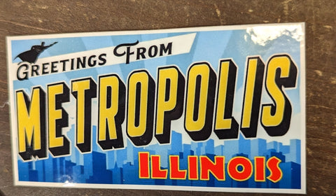 Greetings Metropolis Illinois Mural Logo Sticker - supermanstuff.com