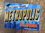 Greetings from Metropolis Illinois Mural High Gloss Destination Postcard - supermanstuff.com