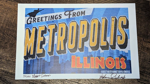 Greetings from Metropolis Illinois Mural Signed 11X17 High Gloss Poster - supermanstuff.com