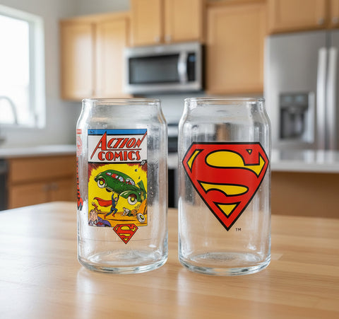 Superman Glass Set Action Comics #1 and Superman Shield Set