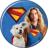 DC Supergirl 2026 Kara and Krypto on Blue 3 Inch Button