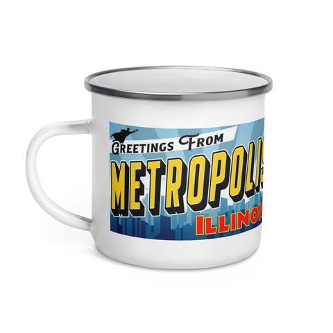 Greetings from Metropolis Illinois Enamel Mug - supermanstuff.com
