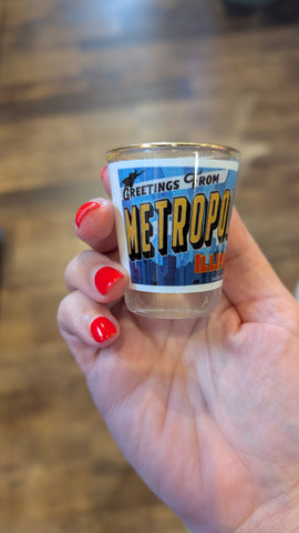 Greetings from Metropolis Illinois Mural Shot Glass