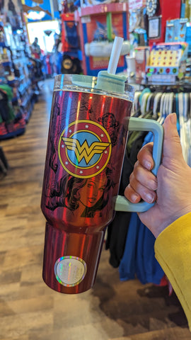 Wonder Woman 40 oz stainless steel travel cup - supermanstuff.com