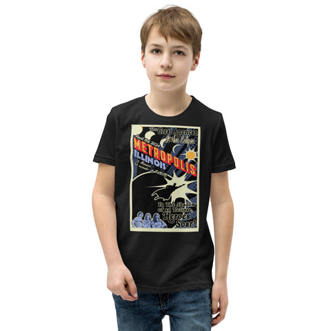2024 Great American Solar Eclipse "Heroes Soar" Metropolis Illinois Youth Short Sleeve T-Shirt