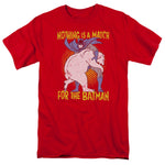 Batman Polar Bear Wrastling Adult Regular Fit Red Shirt - supermanstuff.com