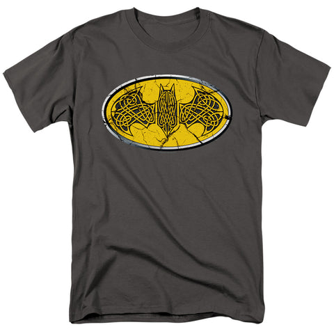 Batman Celtic Shield Logo Adult Regular Fit Short Sleeve Black Shirt - supermanstuff.com