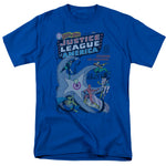 Justice League The Bold and the Brave Comic Cover Royal Blue Adult Adult Regular Fit Short Sleeve Shirt