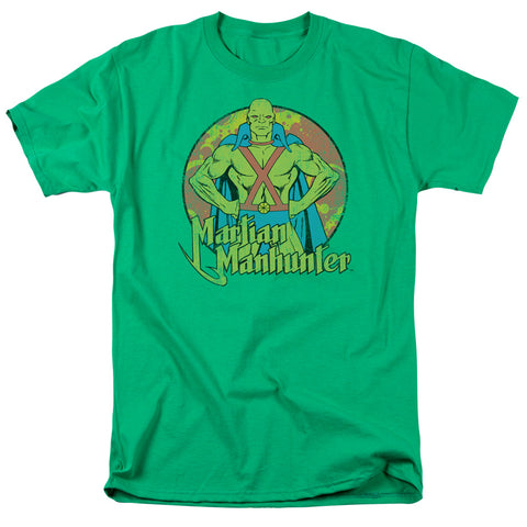 Martian Manhunter Regular Fit Kelly Green Short Sleeve Shirt - supermanstuff.com