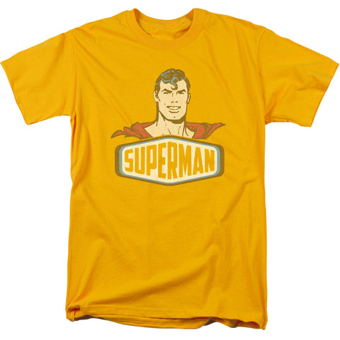 Superman Smiling Sign Regular Fit Gold Short Sleeve Shirt - supermanstuff.com