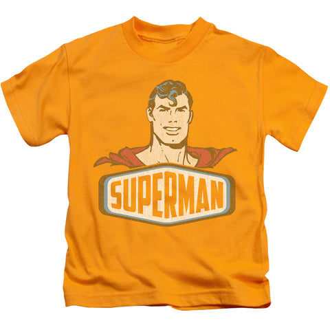 Superman Smiling Sign Juvenile Gold Regular Fit Short Sleeve Shirt - supermanstuff.com