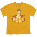 Superman Smiling Sign Youth Gold Regular Fit Short Sleeve Shirt - supermanstuff.com
