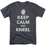 Keep Calm and Kneel (Before Zod) Charcoal Gray Adult Regular Fit Short Sleeve Shirt - supermanstuff.com