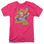 Supergirl "Positively Rad" Fuschia Pink Adult Short Sleeve Shirt - supermanstuff.com