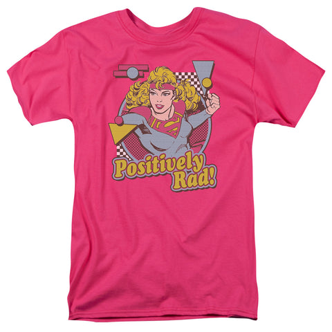 Supergirl "Positively Rad" Fuschia Pink Adult Short Sleeve Shirt - supermanstuff.com