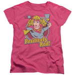 Supergirl Positively Rad Pink Adult Woman's Regular Fit Short Sleeve Shirt - supermanstuff.com