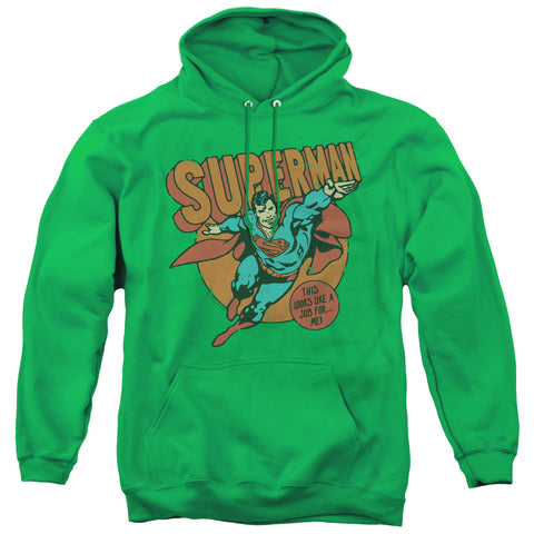 Superman Green This Looks Like a Job for Me Adult Pull-Over Hoodie Sweatshirt - supermanstuff.com